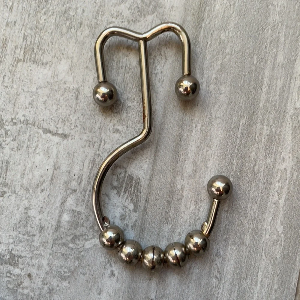 12pcs Stainless Steel Metallic Shower Curtains Hooks Silver Holders